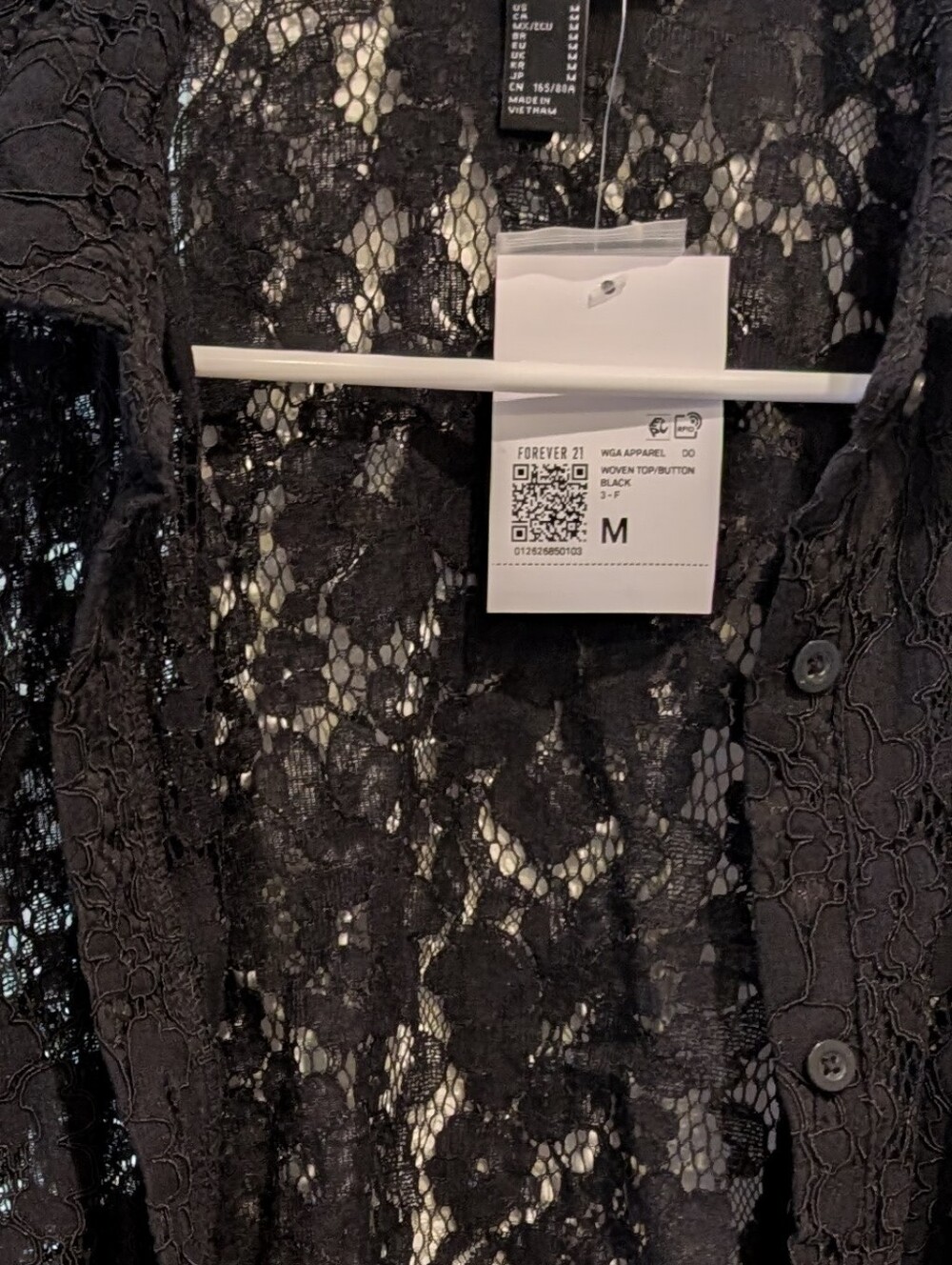 Forever 21 Black Lace Button-Front Shirt - Picture 2 of 2